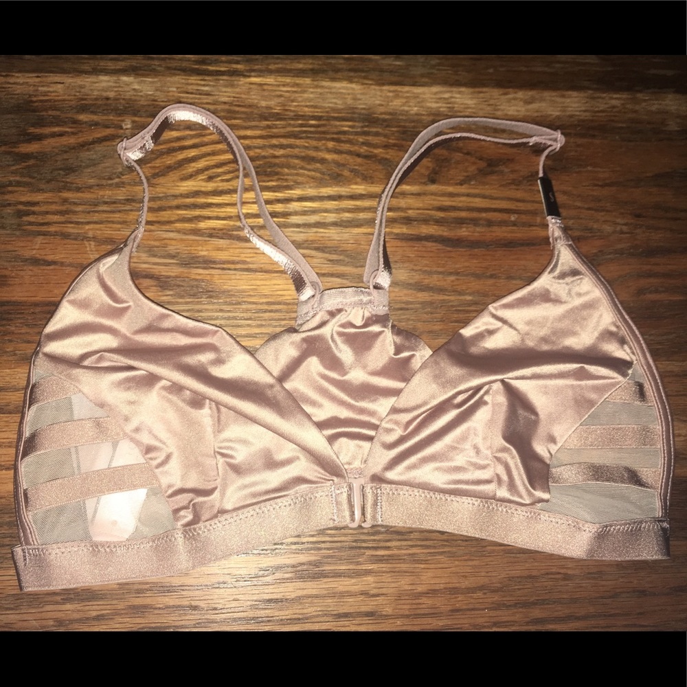 NWT VS S Pink Metallic Front Closure Racerback Bra